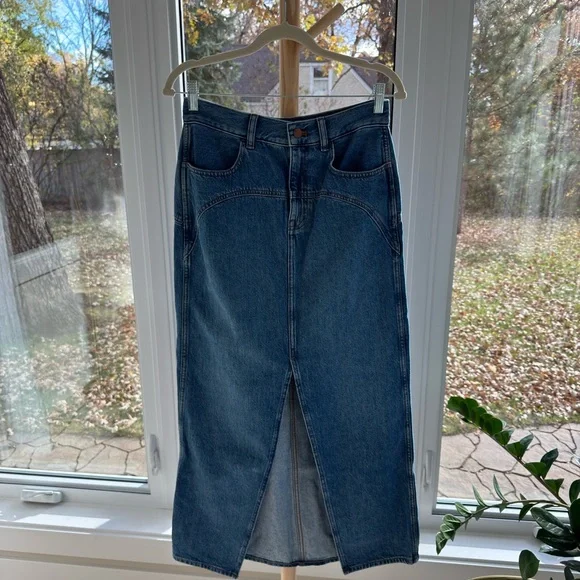 Madewell Denim Western Maxi Skirt Size 26 — Emario/Pomaria Wash - Picture 3 of 5